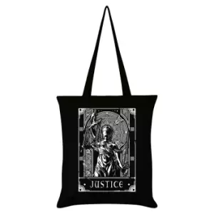 Image of Deadly Tarot Justice Tote Bag (One Size) (Black/White)