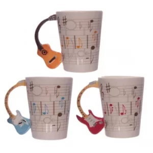 Image of Novelty Guitar Shaped Handle Ceramic Mug (1 Random Supplied)