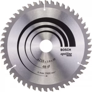 Image of Bosch Optiline Wood Cutting Mitre Saw Blade 216mm 48T 30mm