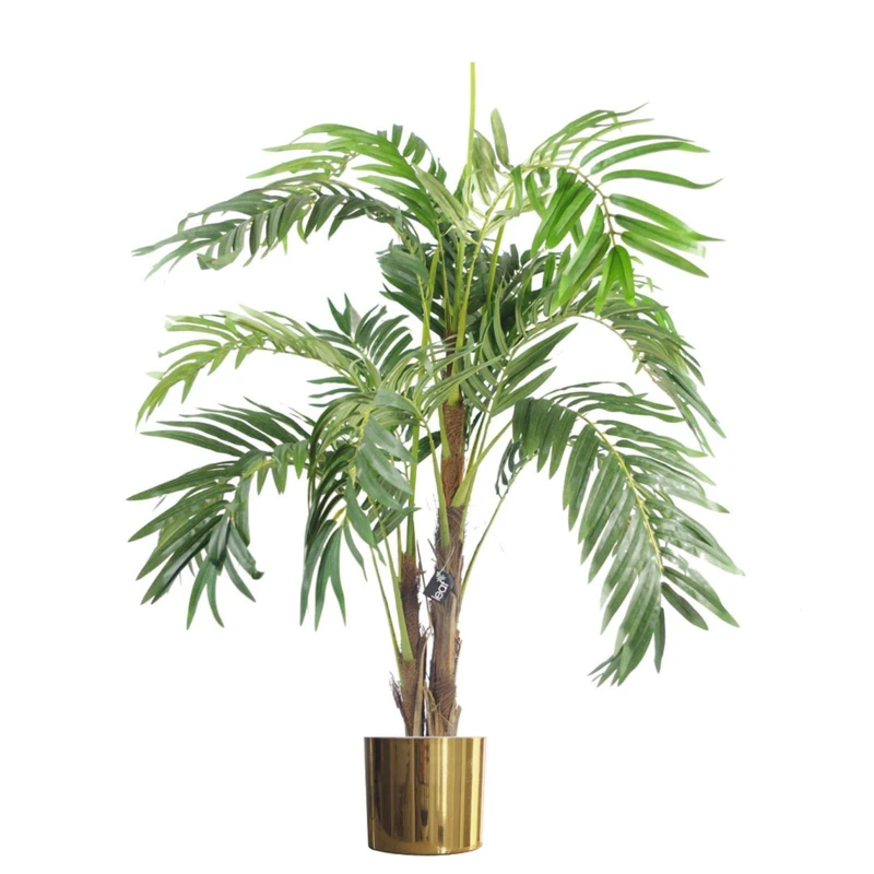 Image of Leaf Design 120cm Premium Artificial Palm Tree with Pot with Gold Metal Planter