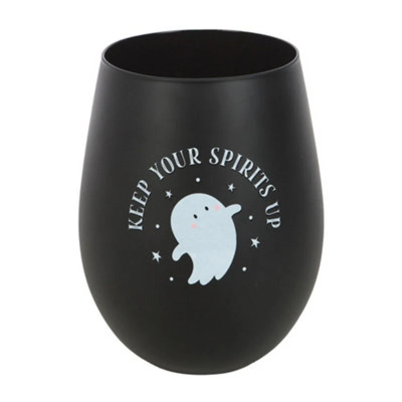 Image of Something Different Something Different Keep Your Spirits Up Ghost 500ml Stemless Glass in Black One Size Unisex 5063750774442