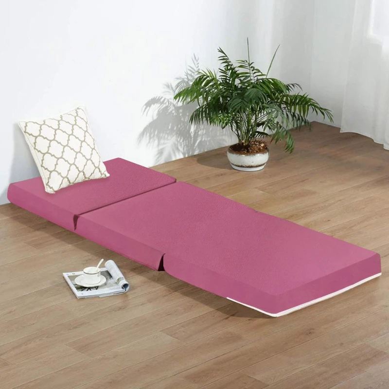 Image of Mattress Guru Leather Z Bed Futon Folding Mattress Chair Pink