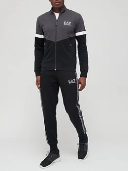 Image of Emporio Armani EA7 Colour Block Funnel Neck Tracksuit Black Size S Men