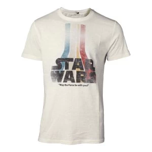 Image of Star Wars: The Force Awakens - Retro Rainbow Logo Mens Small T-Shirt - White
