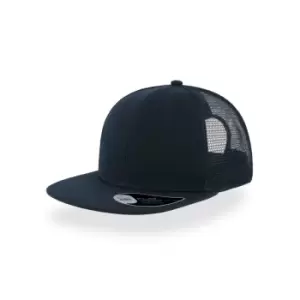 Image of Atlantis Snap Mesh Flat Visor 6 Panel Trucker Cap (One Size) (Navy)
