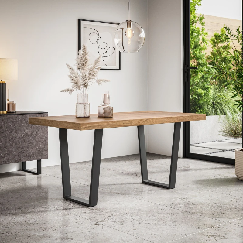 Image of More4Homes Aria 4-6 Seater Dining Table w Black Legs in Light Oak Light Oak Unisex