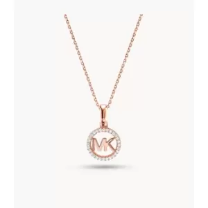 Image of Michael Kors Womens 14K -Plated Sterling Silver Logo Starter Necklace - Rose Gold
