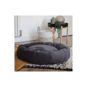 Image of Calming Faux Fur Grey Pet Bed