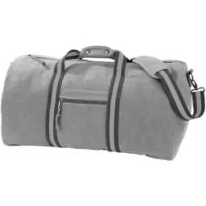 Image of Quadra Vintage Canvas Holdall Duffle Bag - 45 Litres (Pack of 2) (One Size) (Vintage Light Grey)