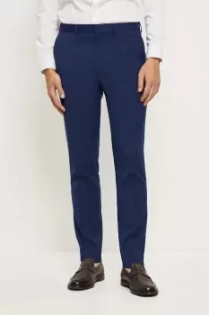 Image of Slim Fit Blue Slub Suit Trousers