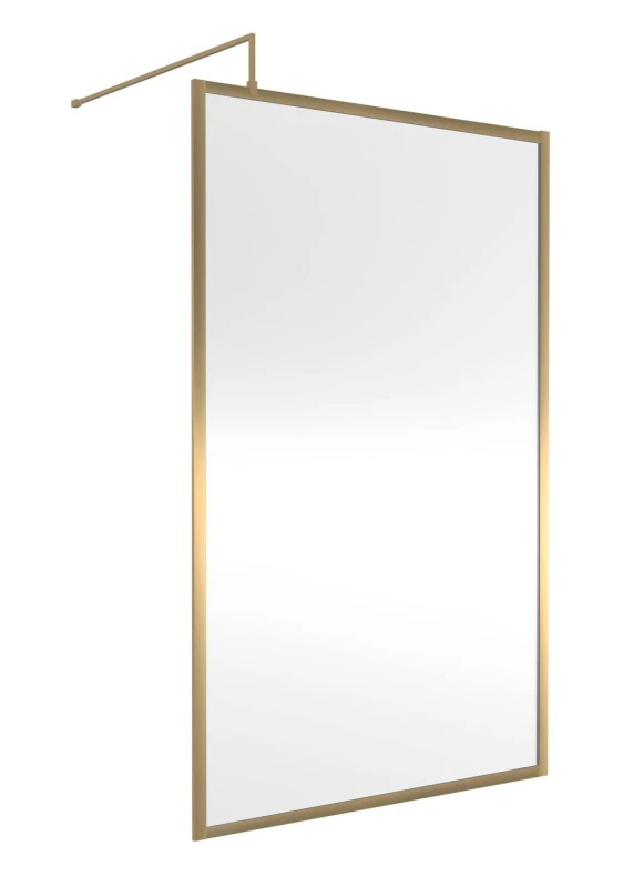 Image of Balterley 8mm Wetroom Screen & Support Bar: 1200 mm, Brushed Brass in Metallics Metallics Unisex