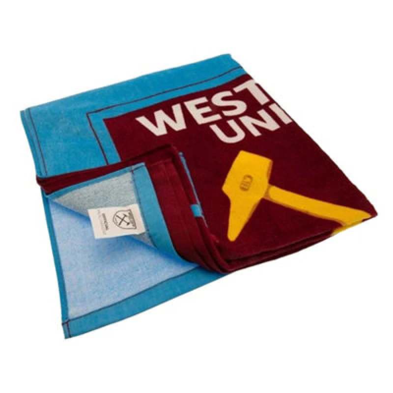 Image of West Ham United FC West Ham United FC Crest Beach Towel in Maroon Maroon One Size Unisex 5063806397861