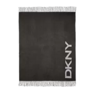 Image of DKNY Logo Woven Throw, Black & Grey