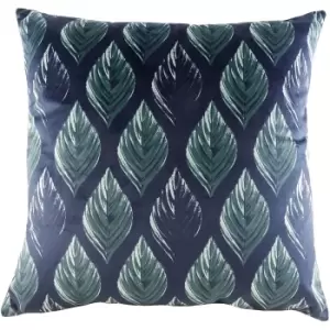 Image of Evans Lichfield Eden Leaves Cushion Cover (One Size) (Navy/Green)