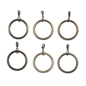 Image of Colours Brass effect Metal Curtain ring Dia16mm Pack of 6