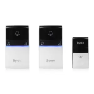Image of Byron 23415UK 100m Twin Plug-in Wireless Kinetic Doorbell set
