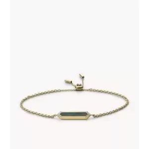 Image of Fossil Womens Val Black And Black Mother-Of-Pearl Chain Bracelet - Gold