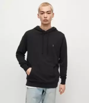 Image of AllSaints Mens Brace Pullover Hoodie, Jet Black, Size: L