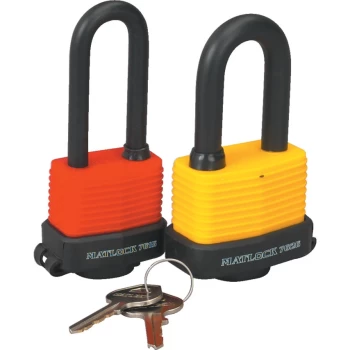 Image of Laminated Yellow Steel Key Padlock - 54MM