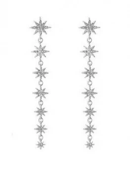 Image of Mood Mood Silver Plated Crystal Star Linear Drop Earrings