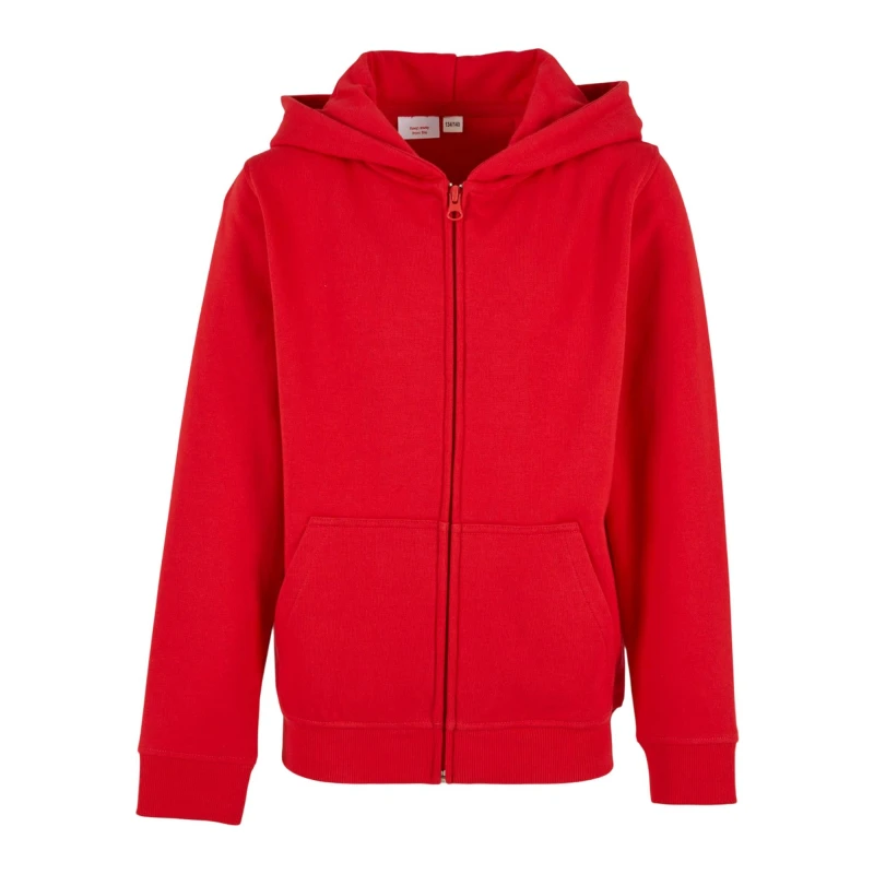 Image of Build Your Brand Basic Full Zip Hoodie in Scarlet Size: 11-12 Years Scarlet Unisex 11-12 Years