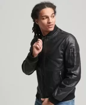 Image of Superdry Leather Bomber Jacket