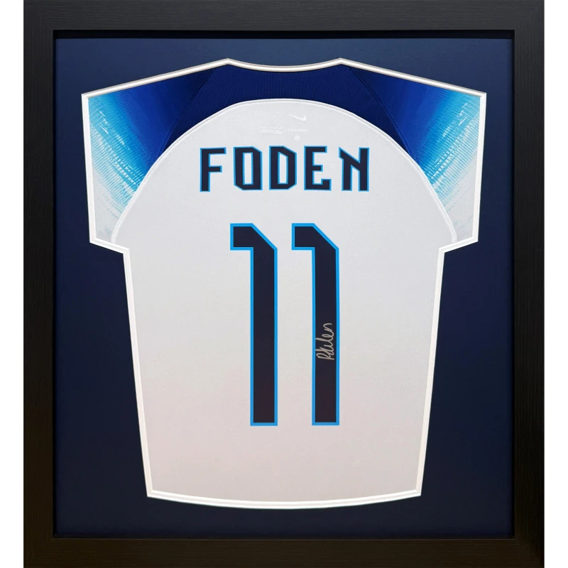 Image of AllStarSignings Ltd Phil Foden signed England football shirt White unisex One Size