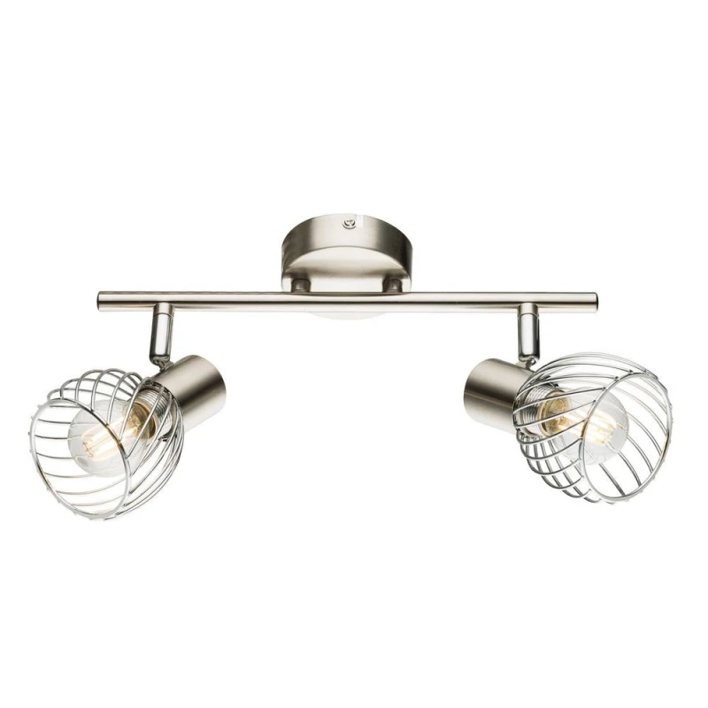Image of Netlighting Texas Twin Ceiling Spotlight Nickel Matt 2x E14 in Grey Grey Unisex