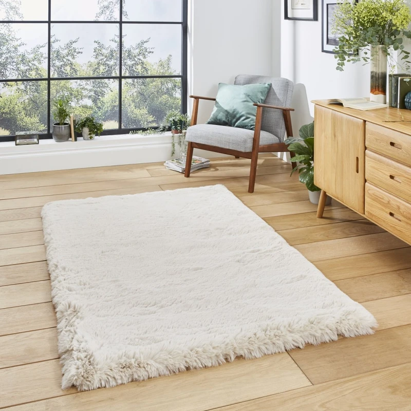 Image of Think Rugs Super Teddy Beige Rug-Rectangle 150 x 230 cm/Polyester-Plain Shaggy SUPTEDBGE1523