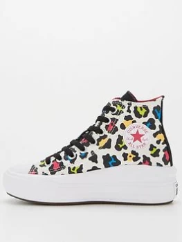 Image of Converse Chuck Taylor All Star Move Leopard Print Platform ChildrenS Trainers - Pink/Black