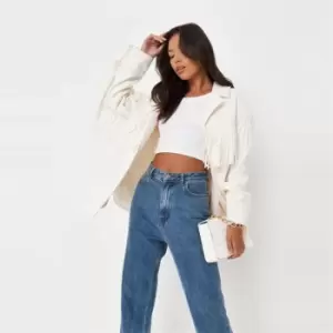 Image of Missguided Fringed Wool Jacket - White