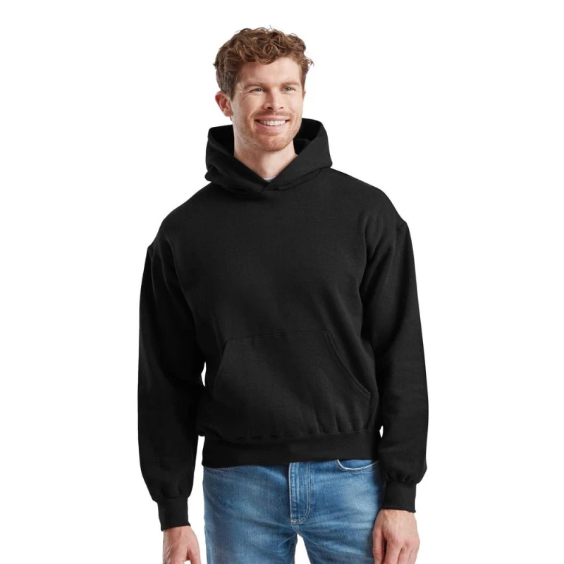 Image of Fruit of the Loom Mens Supercotton Hoodie in Black Size: Small Black Male S