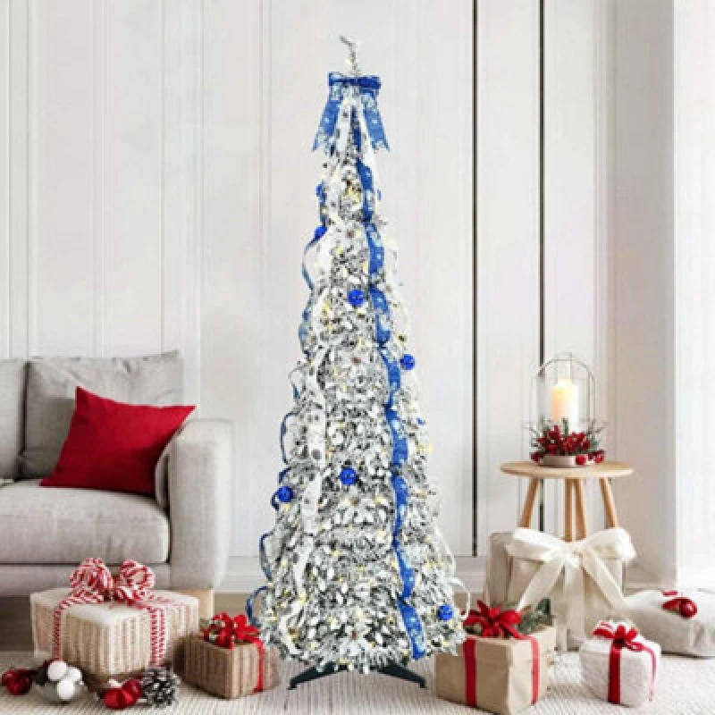 Image of Vidaxl Artificial Christmas Tree With 150 Leds White 180 Cm Pvc