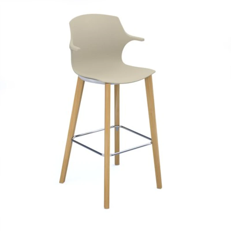 Image of Roscoe High Multi - Purpose Stool with Natural Oak Legs with Arms - Sandy Beach