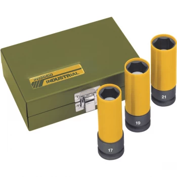 Image of Proxxon Industrial 23938 IMPACT Socket Set (1/2") 17, 19 & 21mm - ...