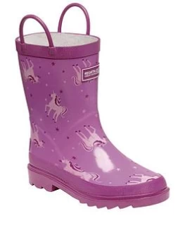 Image of Regatta Minnow Unicorn Print Junior Welly - Pink, Size 2