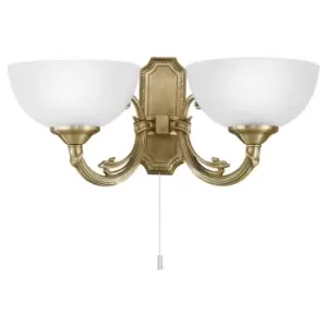 Image of Wall Light Colour Bronzed Cast Metal Shade White Satin Glass Bulb E14 2x40W