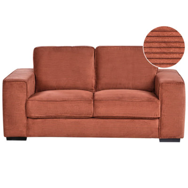 Image of Beliani 2 Seater Vikran Corduroy Golden Brown
