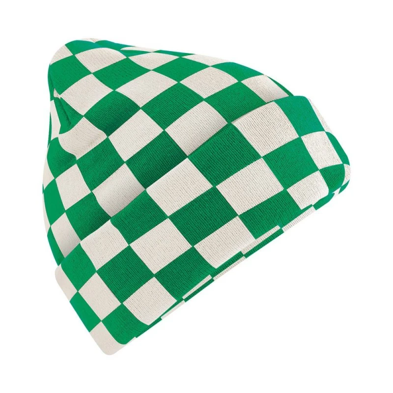 Image of Beechfield Mens Checkerboard Beanie in Green Green Male One Size