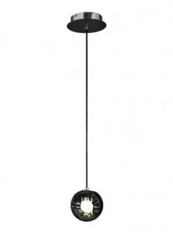 Image of Ceramic Round Sculpture Ceiling Pendant 1 x 3W LED Chrome, Black