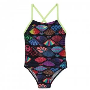 Image of Speedo All Over Print Swimsuit - Black/Zest