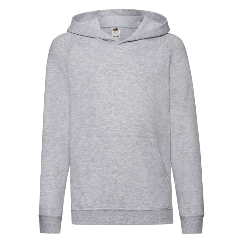 Image of Fruit of the Loom Lightweight Hooded Sweatshirt Hoodie in Grey Size: 12-13 Years Grey Unisex 12-13 Years