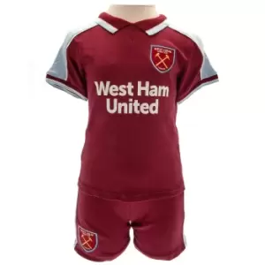 Image of West Ham United FC Baby T-Shirt & Shorts Set (12-18 Months) (Claret Red/Sky Blue)