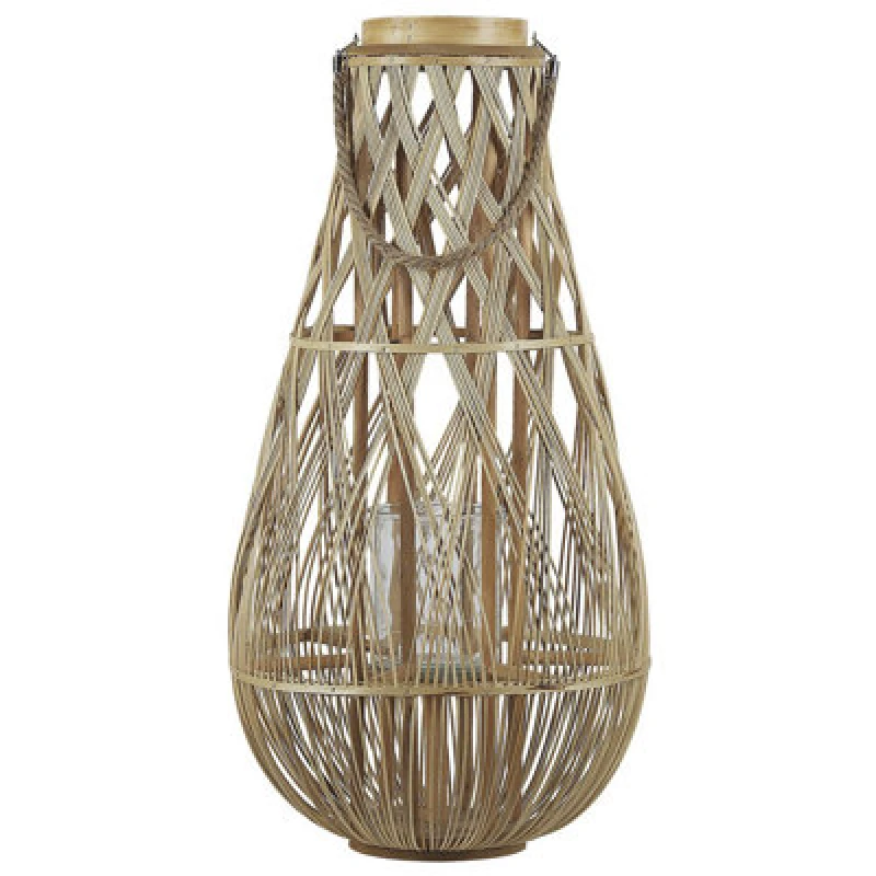 Image of Beliani Garden Lantern Lantern Tonga Bamboo Wood 77cm Natural
