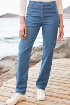 Image of Relaxed Fit Stretch Straight Leg Jeans 27" (68.5cm) inside leg