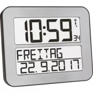 Image of TFA Dostmann 60.4512.54 Radio Wall clock 258mm x 212mm x 30 mm Silver, Black Large display