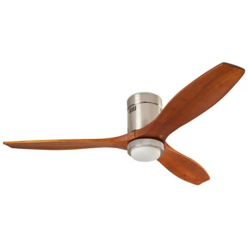 Image of Leds-c4 Lighting - LEDS C4 Stem 299mm 3 Blade Ceiling Fan with LED Light Satin Nickel, Wood - 299mm Stem