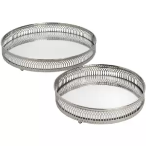 Image of Set Of Two Circular Nickle Trays