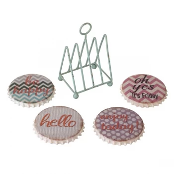 Image of Sayings Coasters Set In Wire Rack By Heaven Sends