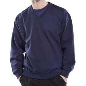 Image of Click Workwear Sweatshirt V Neck Polycotton 300gsm M Navy Blue Ref